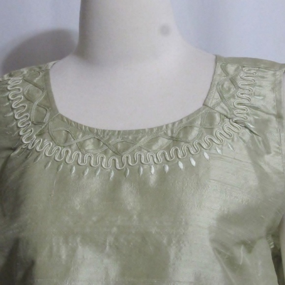 COLDWATER CREEK GREEN SILK JACKET & TOP MEDIUM - Picture 3 of 7